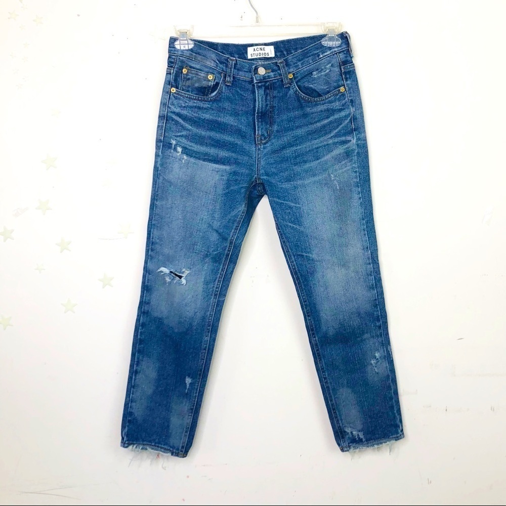 ACNE Studio raw hem distressed skinny jeans